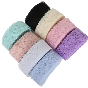 Detailed view of 40mm colorful non-elastic lace ribbons for DIY clothing accessories