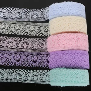 Vintage Floral Hollow Lace Trim Ribbon Scalloped Edge Non-Stretch Ribbon Packing Tape For DIY Sewing Clothing Fabric Craft Decoration
