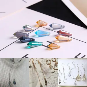 Premium pointed water drop crystal glass beads for DIY jewelry making crafts, 6x15mm