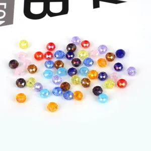 6mm multi-colored faceted crystal wheel beads for DIY jewelry making accessories