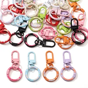 Vibrant colorful donut pattern alloy spring clasps for DIY keychains and bag accessories