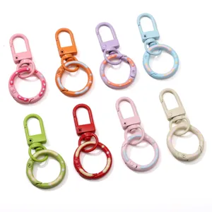 Variety of colorful alloy donut-style spring ring keychains for DIY crafts