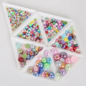Demi-perles colorées en ABS de tailles variées pour bricolage de nœuds et bijoux