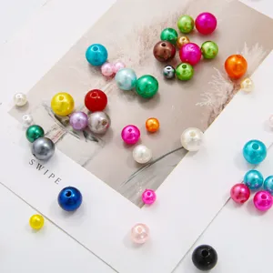 Vibrant multi-colored ABS acrylic round pearl beads for DIY jewelry and bracelet making