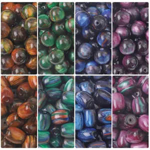 Detail view of 12mm resin beads with colorful starry sky gradient patterns for DIY crafts