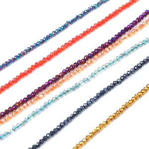 Fili di perle di vetro sfaccettate colorate per la creazione di gioielli e braccialetti