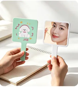 Miroir de maquillage carré portable avec joli imprimé de chien mignon