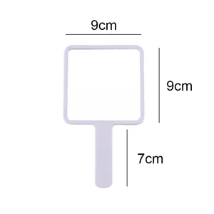 Miroir de maquillage carré portable avec lentille HD 9cm et poignée ergonomique de 7cm