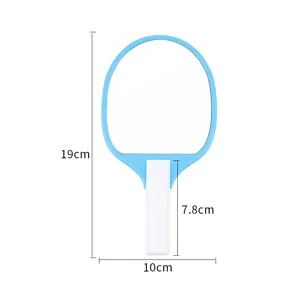 Handspiegel in Tischtennisschlägerform, 19cm Höhe, blau-weißes Design für Mädchen