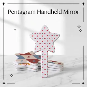 Cute Star Shaped Handheld Makeup Mirror Portable Plastic Five Pointed Star Shape Cosmetic Mirror With Handle For Daily Use Travel Girls Vanity Mirror