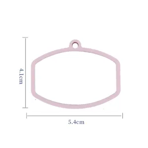Roze ovale draagbare spiegel frame sleutelhanger bedeltje 5,4cm x 4,1cm