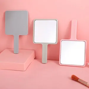 Portable Square Handheld Makeup Mirror With Plastic Frame High Definition Handheld Vanity Mirror For Women Daily Grooming Gift