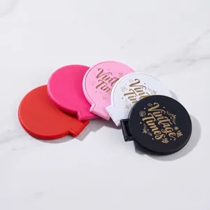 Portable Folding Pocket Makeup Mirror Vintage Times Pattern Round Dopamine Color Compact Mini Single Sided Cosmetic Handheld Mirror For Women Girls Travel