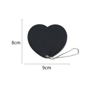 Portable heart-shaped double-sided swivel mirror with silver hanging chain