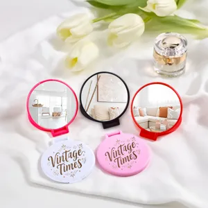 Portable folding single-sided mirrors in vibrant colors with Vintage Times design