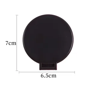 Portable black folding single-sided makeup mirror, compact round design, 7cm height