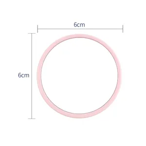 Minimalist pink round portable makeup mirror 6cm diameter size measurement display