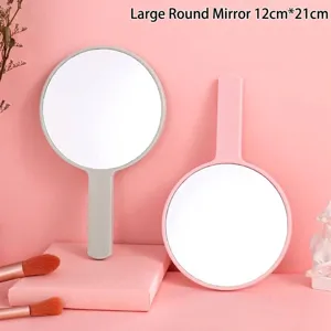 Professionele grote ronde handmakeup spiegel met ergonomisch handvat voor op reis