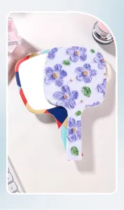 Draagbare handspiegel voor make-up met 3D-bloemenpatroon en geometrisch ontwerp