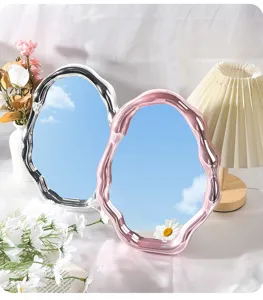 Modern irregular cloud makeup mirrors with silver and pink electroplated frames