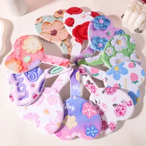 Heart-Shaped Handheld Makeup Mirror With Handle Cute Floral Pattern Portable Decorative Cosmetic Mirror For Women Girls Gift