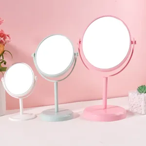 Minimalist rotating desktop makeup mirrors in three sizes and pastel colors for girls