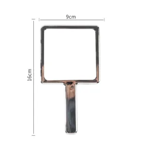Sleek professional square handheld makeup mirror with chrome finish, 9x16cm dimensions