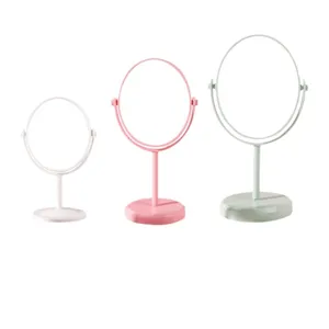 Minimalist rotating desktop makeup mirrors in three sizes and pastel colors for vanity