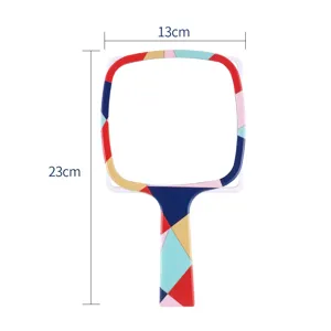 Draagbare hand-make-upspiegel met levendig geometrisch patroon, cosmetische tool, 13x23cm