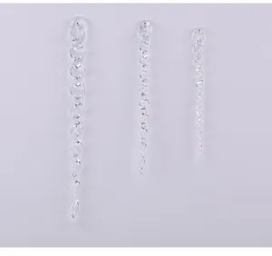 Carámbanos de acrílico transparente retorcido para el árbol de Navidad en tres tallas