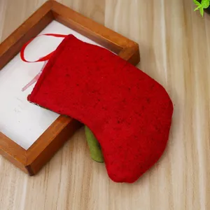 Red felt mini Christmas stocking gift bag and tree hanging ornament for festive candy