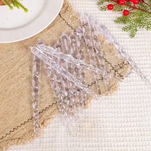 Adornos de carámbanos transparentes para decoración de árboles de Navidad, de plástico
