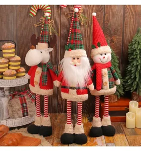 Set of three standing Christmas telescopic dolls including Santa, snowman, and reindeer