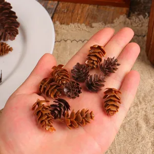 Set of realistic brown plastic pinecones for Christmas DIY crafts and home decor
