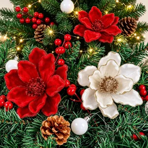 Glitzer Weihnachten Künstliche Blume Poinsettia Dekorative Blume Für Weihnachtsbaum Kranz Girlande Dekoration Festliche Stoff Blumenarrangement