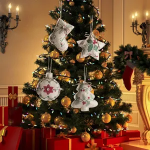 Décorations de Noël Suspendues en Toile de Jute Ornements de Sapin Étoile Chaussette Boule Formes de Sapin Pendentifs Rustiques Vintage avec Boutons en Bois