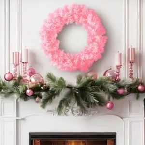 Couronne de Noël Artificielle Rose Blanche Fleur de Cerisier Suspension Porte Vitrine Couronne Décorative Maison