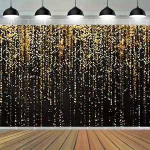 Sfondo fotografico di lusso nero e oro glitterato per decorazioni festa compleanno