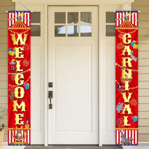 Festive carnival theme circus tent door banner set for birthday party decorations