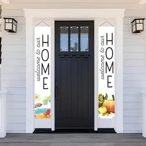 Polyester Beach Vegetable Printed Door Banner Home Welcome Couplet For Outdoor Living Room Hanging Decorative Porch Sign