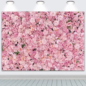 Toile de fond murale de fleurs roses pour la photographie de mariage et fête