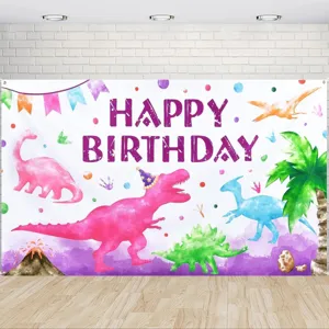 Aquarell-Dinosaurier Fotohintergrund für Kindergeburtstagsfeiern Party-Deko