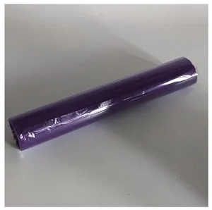 Close-up of a dark purple decorative tulle roll for wedding and party floral wrapping.