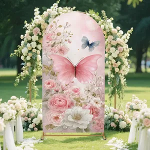 Dreamy pink butterfly and flower print Chiara arch backdrop cover for spring parties