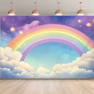 Dromerige regenboog en wolken fotografie achtergrond voor binnen en buiten feestdecoratie