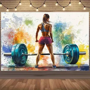 Lebendiger farbenfroher Graffiti-Stil Gewichtheben Fitness Fotografie Hintergrundstoff