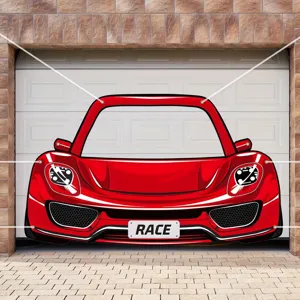 Banner de Fondo Temático de Coche de Carreras Rojo Decoración Exterior Accesorio de Fotografía para Decoración de Fiesta de Cumpleaños