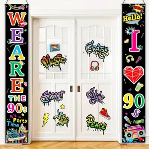 90er Jahre Retro Party Veranda Banner Polyester I Love 90s Thema Haus Tür Hängende Dekorationen Vintage Hip Hop Stil Banner