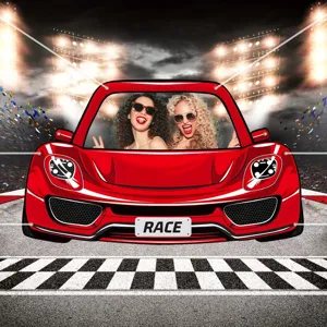 Pancarta de accesorios fotográficos de coche de carreras rojo para decoración de fiestas