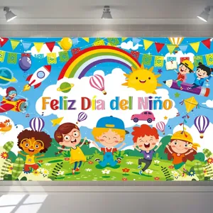 Sfondo fotografico colorato per la festa dei bambini messicana con arcobaleno